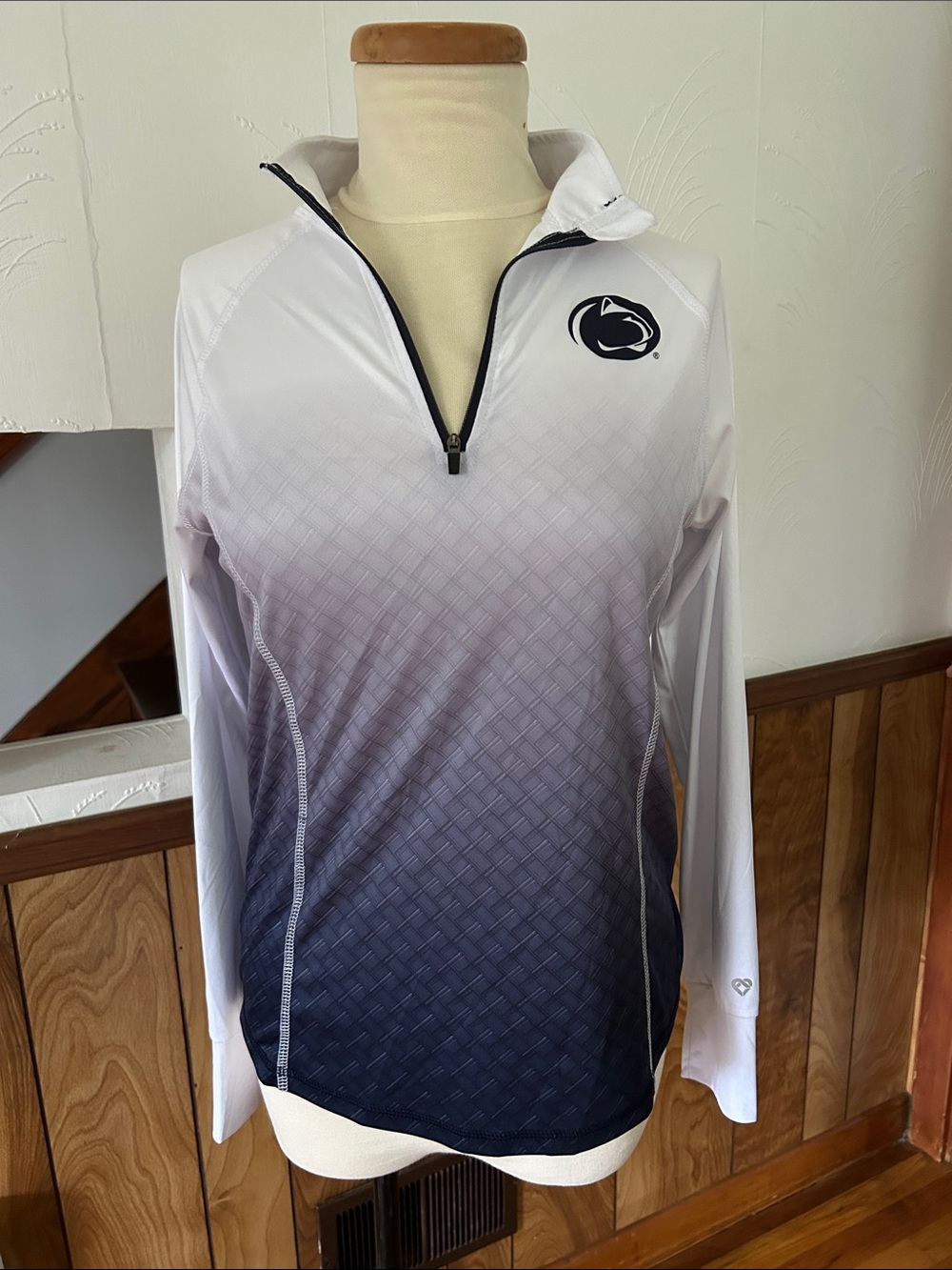 Penn State White to Navy Ombre Quarter-Zip Performance Top